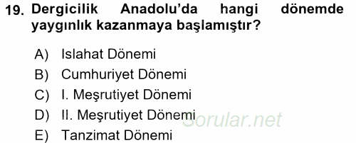 İletişim Ortamları Tasarımı 2017 - 2018 Ara Sınavı 19.Soru