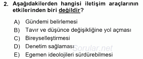 İletişim Ortamları Tasarımı 2017 - 2018 Ara Sınavı 2.Soru