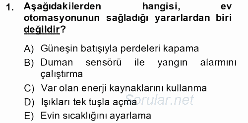 Ev Teknolojisi 2014 - 2015 Tek Ders Sınavı 1.Soru
