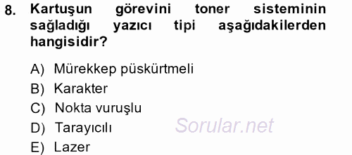 Ev Teknolojisi 2014 - 2015 Tek Ders Sınavı 8.Soru