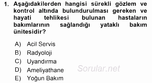 Sağlık Kurumları Yönetimi 2 2015 - 2016 Dönem Sonu Sınavı 1.Soru