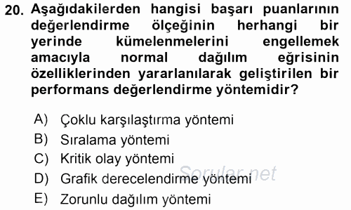 Sağlık Kurumları Yönetimi 2 2015 - 2016 Dönem Sonu Sınavı 20.Soru