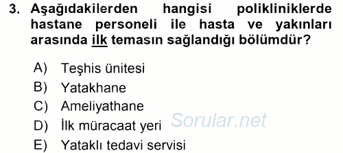 Sağlık Kurumları Yönetimi 2 2015 - 2016 Dönem Sonu Sınavı 3.Soru