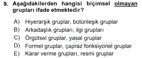 Sağlık Kurumları Yönetimi 2 2015 - 2016 Dönem Sonu Sınavı 9.Soru