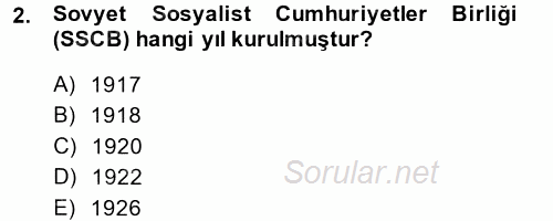 Çağdaş Türk Dünyası 2014 - 2015 Tek Ders Sınavı 2.Soru