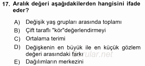 Uluslararası İlişkilerde Araştırma Yöntemleri 2015 - 2016 Tek Ders Sınavı 17.Soru