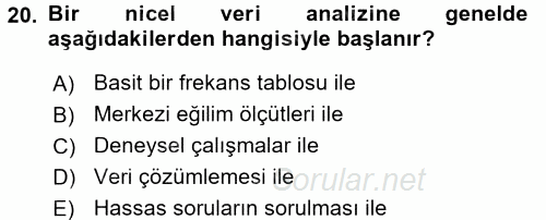 Uluslararası İlişkilerde Araştırma Yöntemleri 2015 - 2016 Tek Ders Sınavı 20.Soru