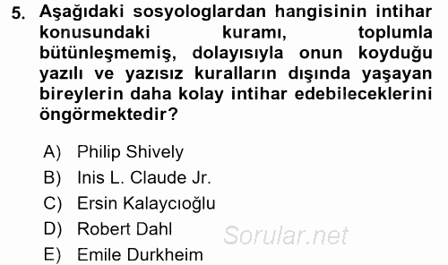 Uluslararası İlişkilerde Araştırma Yöntemleri 2015 - 2016 Tek Ders Sınavı 5.Soru