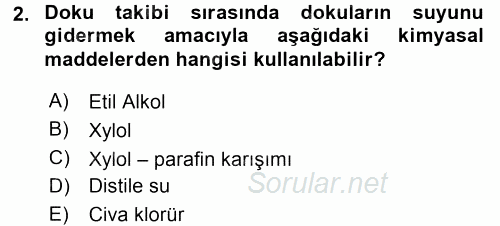 Temel Veteriner Histoloji ve Embriyoloji 2017 - 2018 Ara Sınavı 2.Soru
