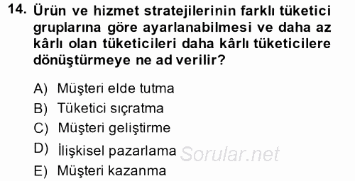 Muhasebe Yazılımları 2014 - 2015 Dönem Sonu Sınavı 14.Soru