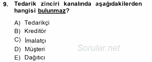 Muhasebe Yazılımları 2014 - 2015 Dönem Sonu Sınavı 9.Soru