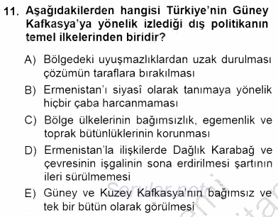 Orta Asya ve Kafkaslarda Siyaset 2012 - 2013 Dönem Sonu Sınavı 11.Soru