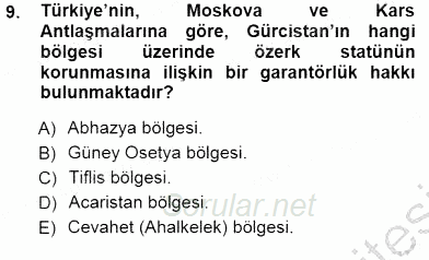 Orta Asya ve Kafkaslarda Siyaset 2012 - 2013 Dönem Sonu Sınavı 9.Soru