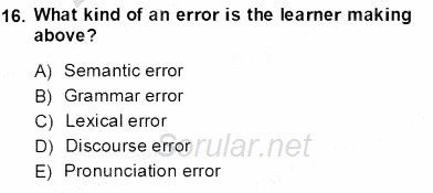 Dilbilgisi Öğretimi 2013 - 2014 Tek Ders Sınavı 16.Soru