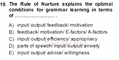 Dilbilgisi Öğretimi 2013 - 2014 Tek Ders Sınavı 19.Soru