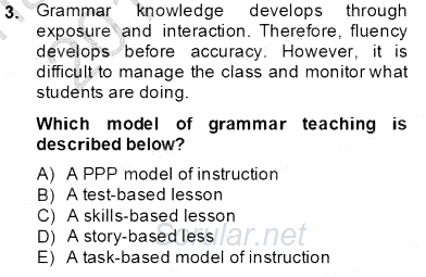 Dilbilgisi Öğretimi 2013 - 2014 Tek Ders Sınavı 3.Soru