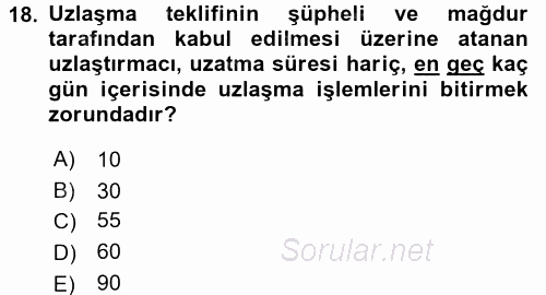 Temel Ceza Muhakemesi Hukuku Bilgisi 2016 - 2017 Dönem Sonu Sınavı 18.Soru