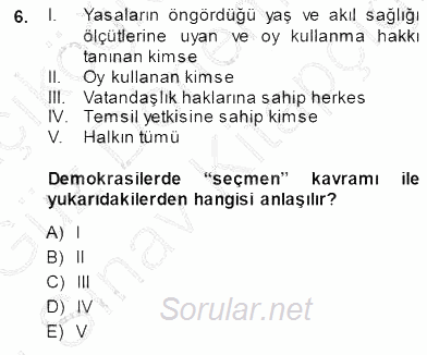 Siyaset Felsefesi 1 2014 - 2015 Dönem Sonu Sınavı 6.Soru