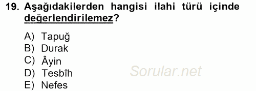 Türk İslam Edebiyatı 2014 - 2015 Tek Ders Sınavı 19.Soru